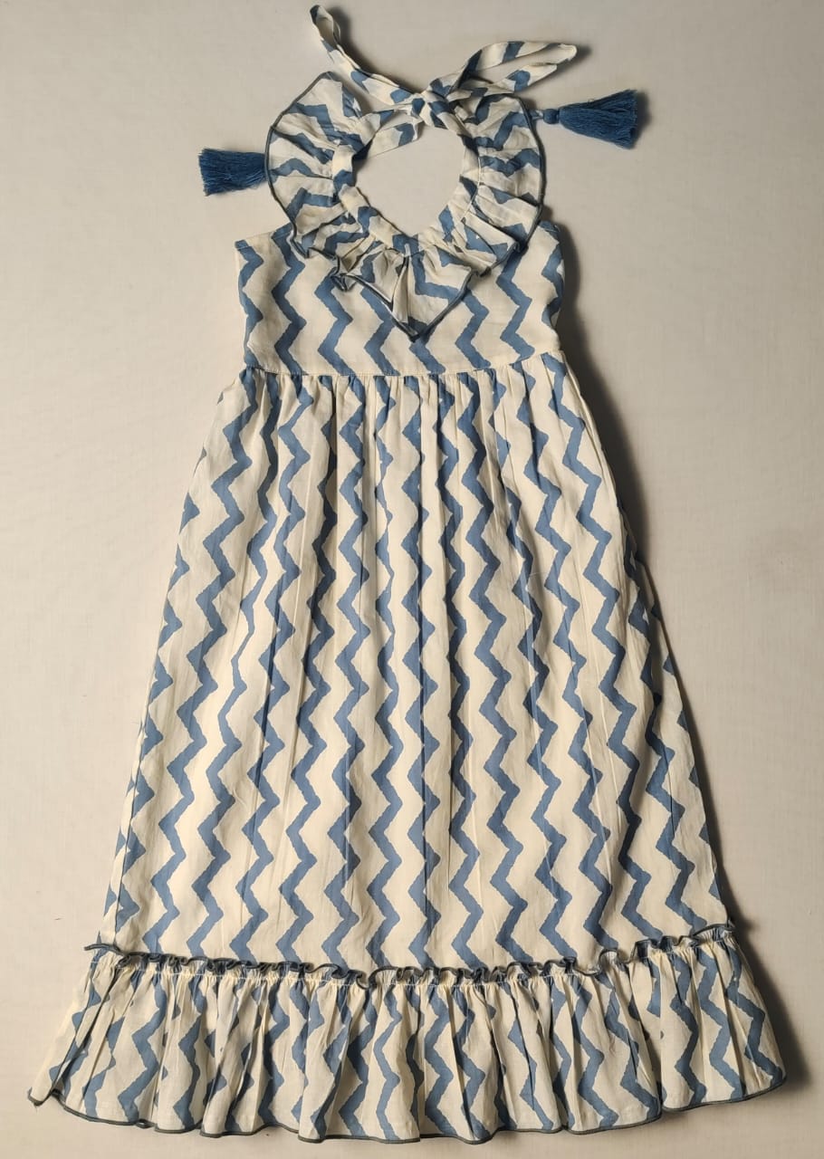 Yo Baby Yo Baby ZigZag Print Halter Tie Sundress - Little Miss Muffin Children & Home