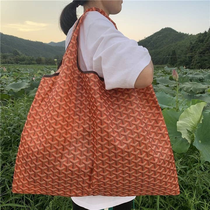 geometric print large handbag