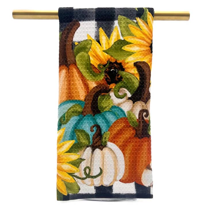 Rachel Brooks Design Plaid Pumpkins Tea Towel - Little Miss Muffin Children & Home