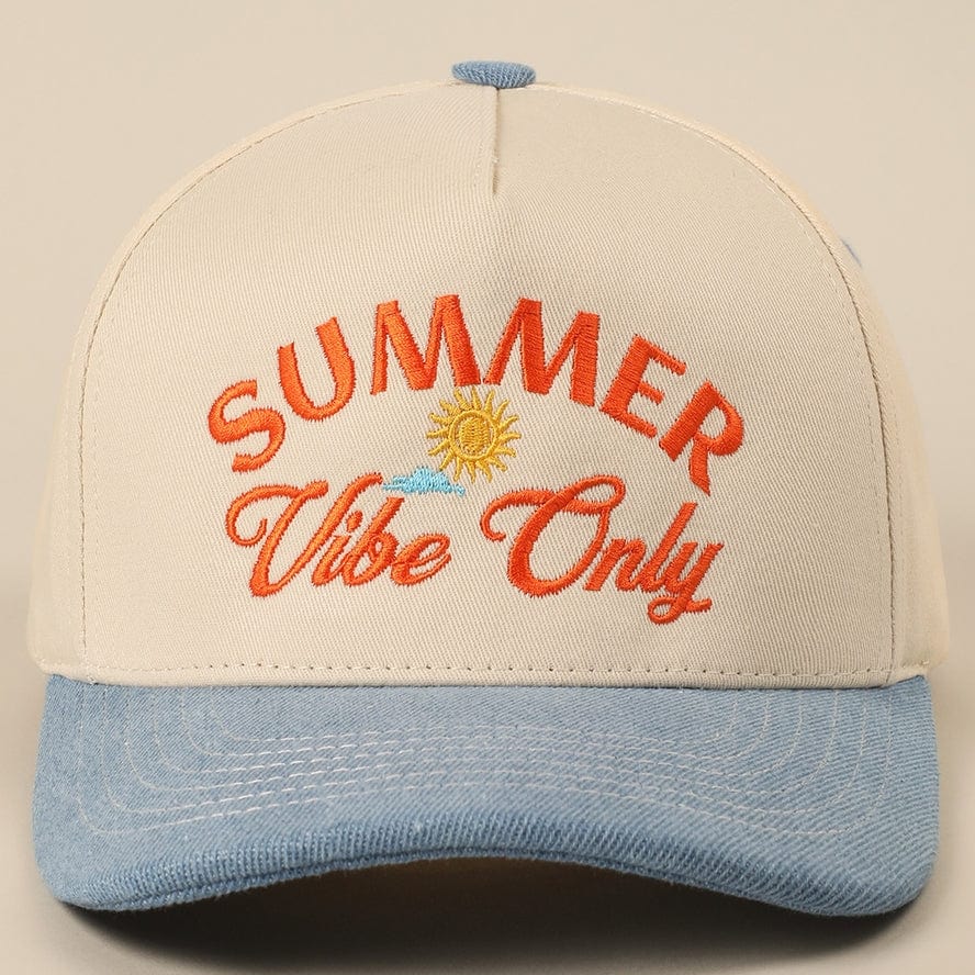 Fashion City Summer Vibe Only Embroidered Two-Tone Trucker Hat, Light Denim - Little Miss Muffin Children & Home