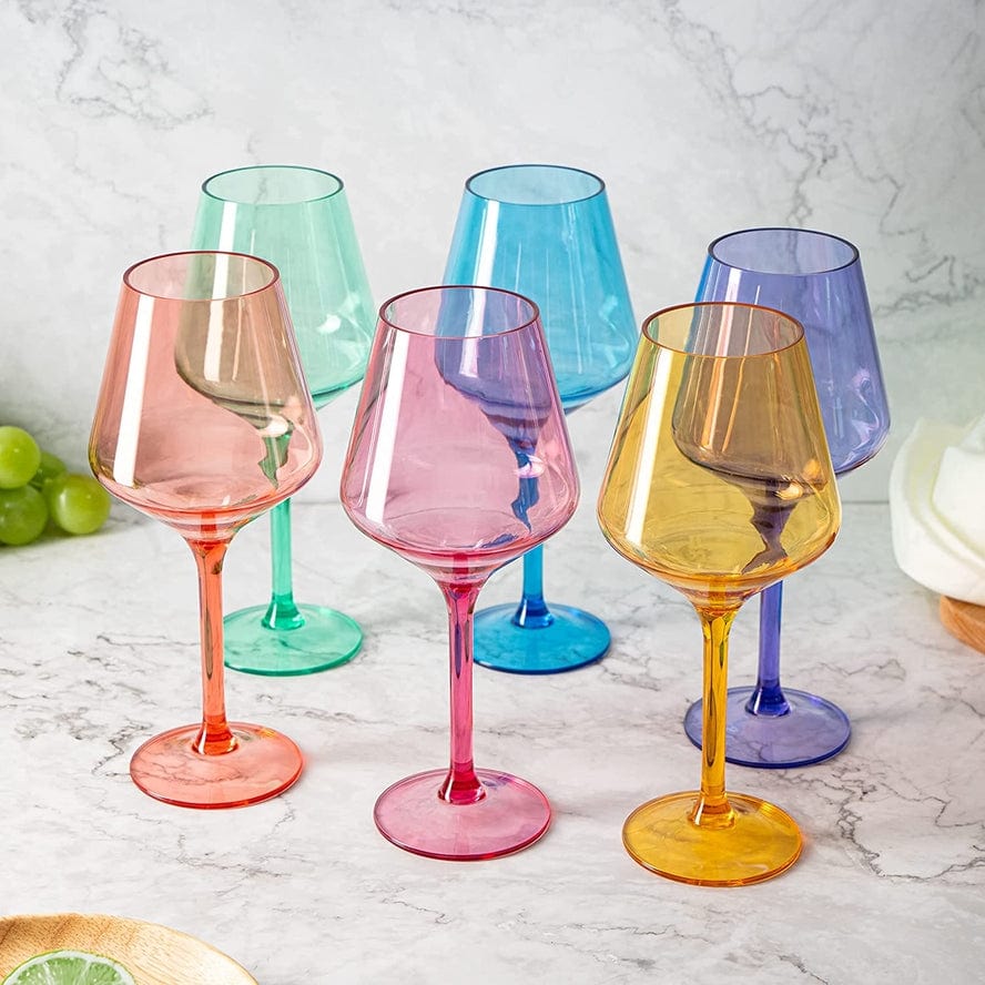 KHEN unbreakable colored stemmed wine glasses gift set