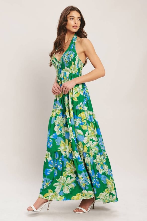 Flying Tomato Green Palm Shore Print Woven Maxi Dress - Little Miss Muffin Children & Home