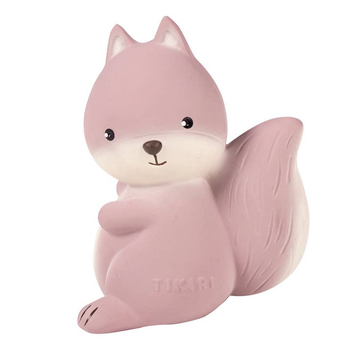 Squirrel Natural Organic Rubber Teether, Rattle & Bath Toy