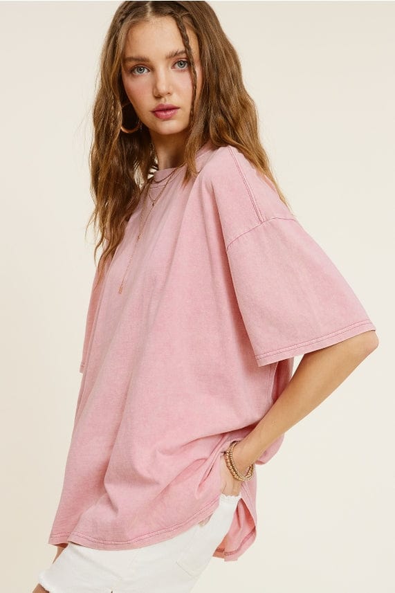 La Miel La Miel Mineral Washed Short Sleeve Oversized Top - Little Miss Muffin Children & Home