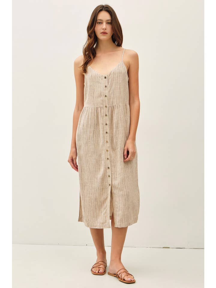 Be Cool Striped Linen Blend Button Up Tank Dress - Little Miss Muffin Children & Home