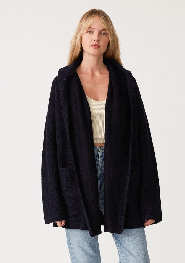 Lovestitch Lovestitch Mid-Length Oversized Long Sleeve Hooded Coatigan, Navy - Little Miss Muffin Children & Home
