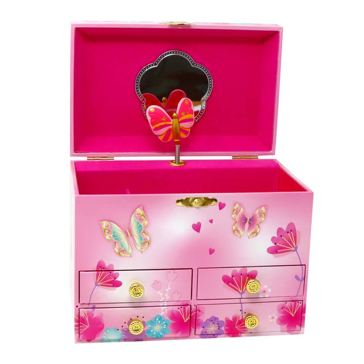 Pink Poppy Fairy Butterfly Friends Medium Musical Jewellery Box - Little Miss Muffin Children & Home