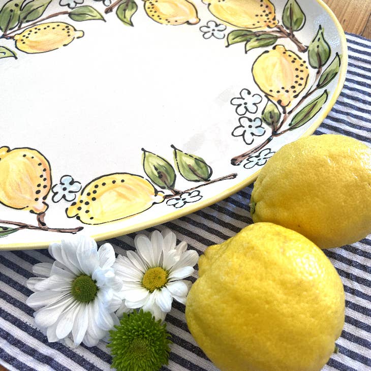 Magnolia Creative Co Lemon Oval Platter, styled with cheese and fruit