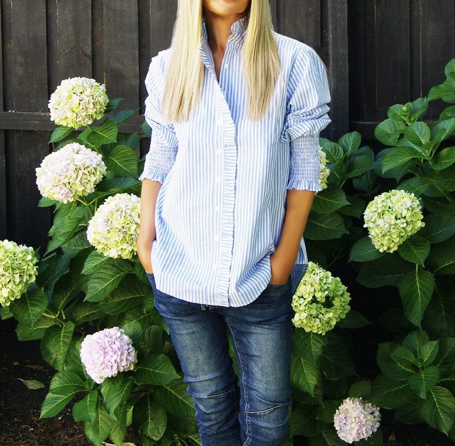 Who's Charlie Poppy Yarn Dyed Stripe Ladies Cotton Shirt - Little Miss Muffin Children & Home