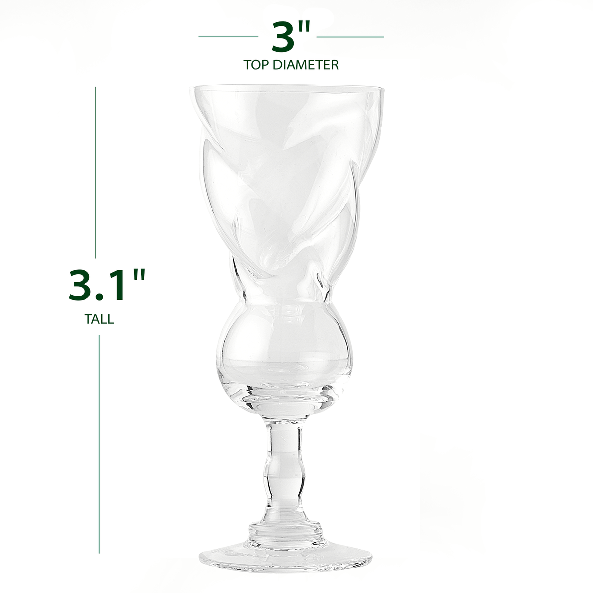 Absinthe Glasses 7.6oz Unique Shape, Set of 4