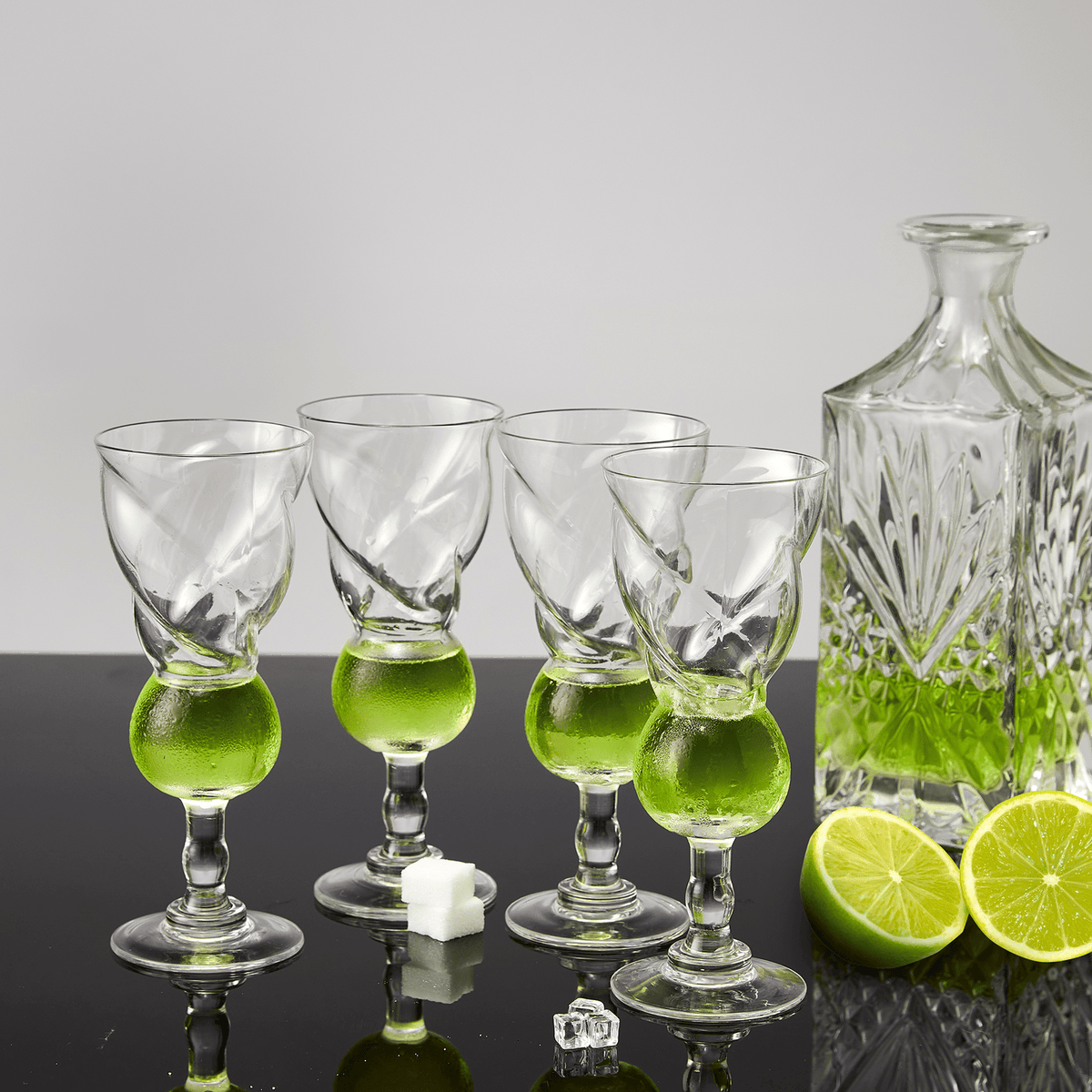 Absinthe Glasses 7.6oz Unique Shape, Set of 4