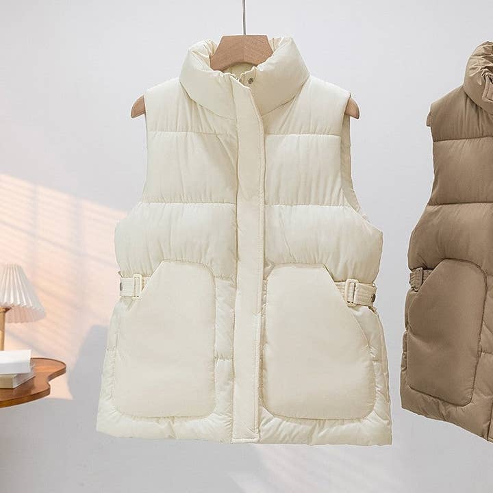 cream puffer vest