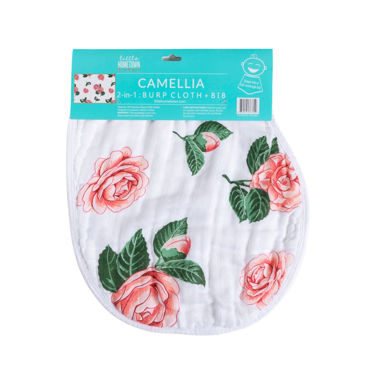 Little Hometown Little Hometown Camellia Baby 2-in-1 Burp Cloth and Bib - Little Miss Muffin Children & Home