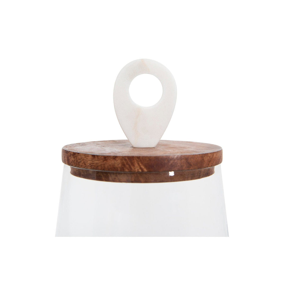 Glass Jar with Mango Wood and Marble Lid