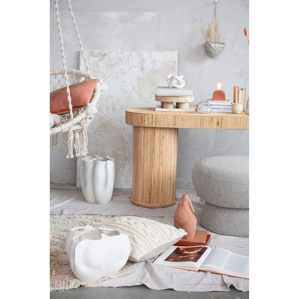 Matte Cream Color Stoneware Organic Shaped Planter