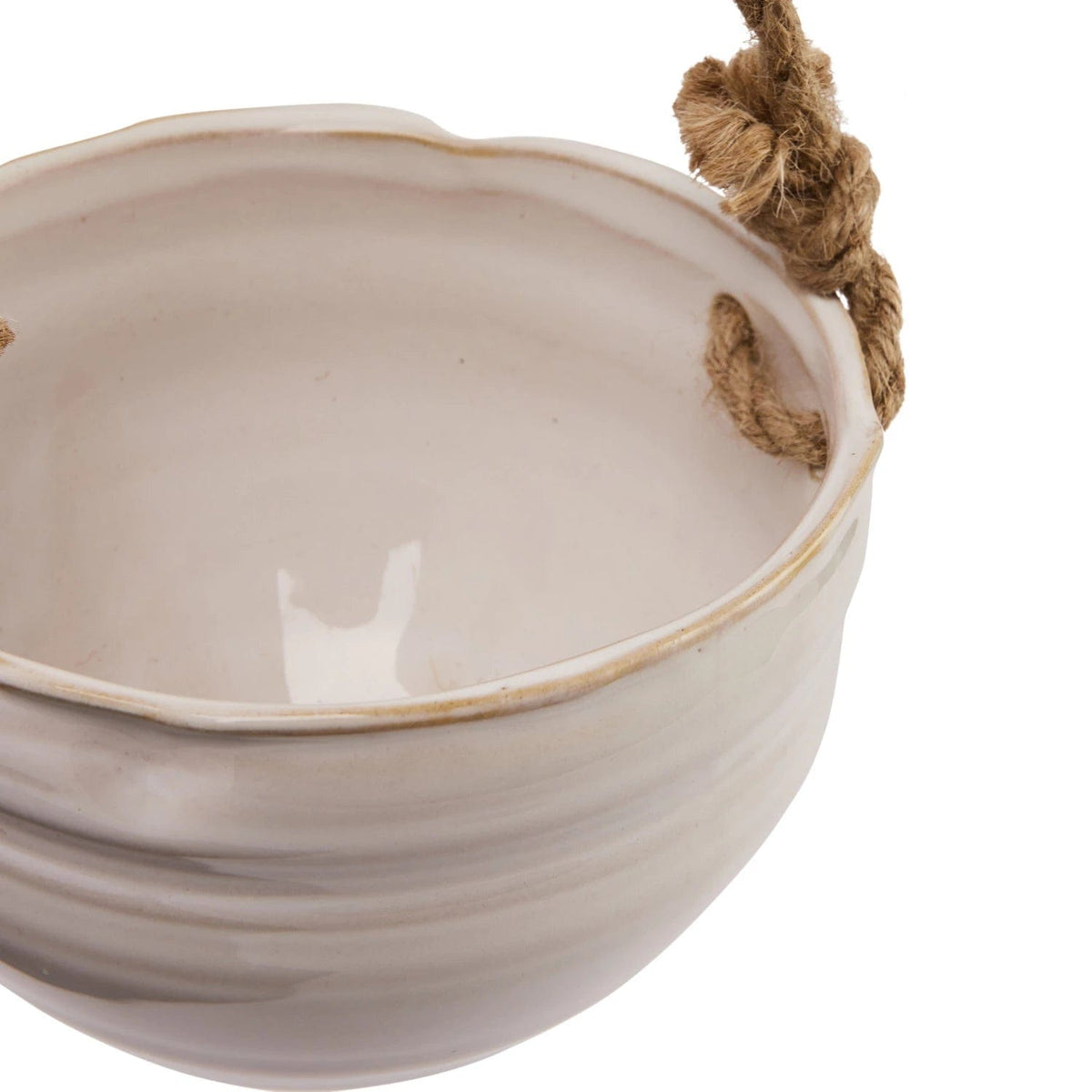 Bloomingville Bloomingville Hanging Stoneware Planter with Jute Rope Hanger & Wood Beads - Little Miss Muffin Children & Home