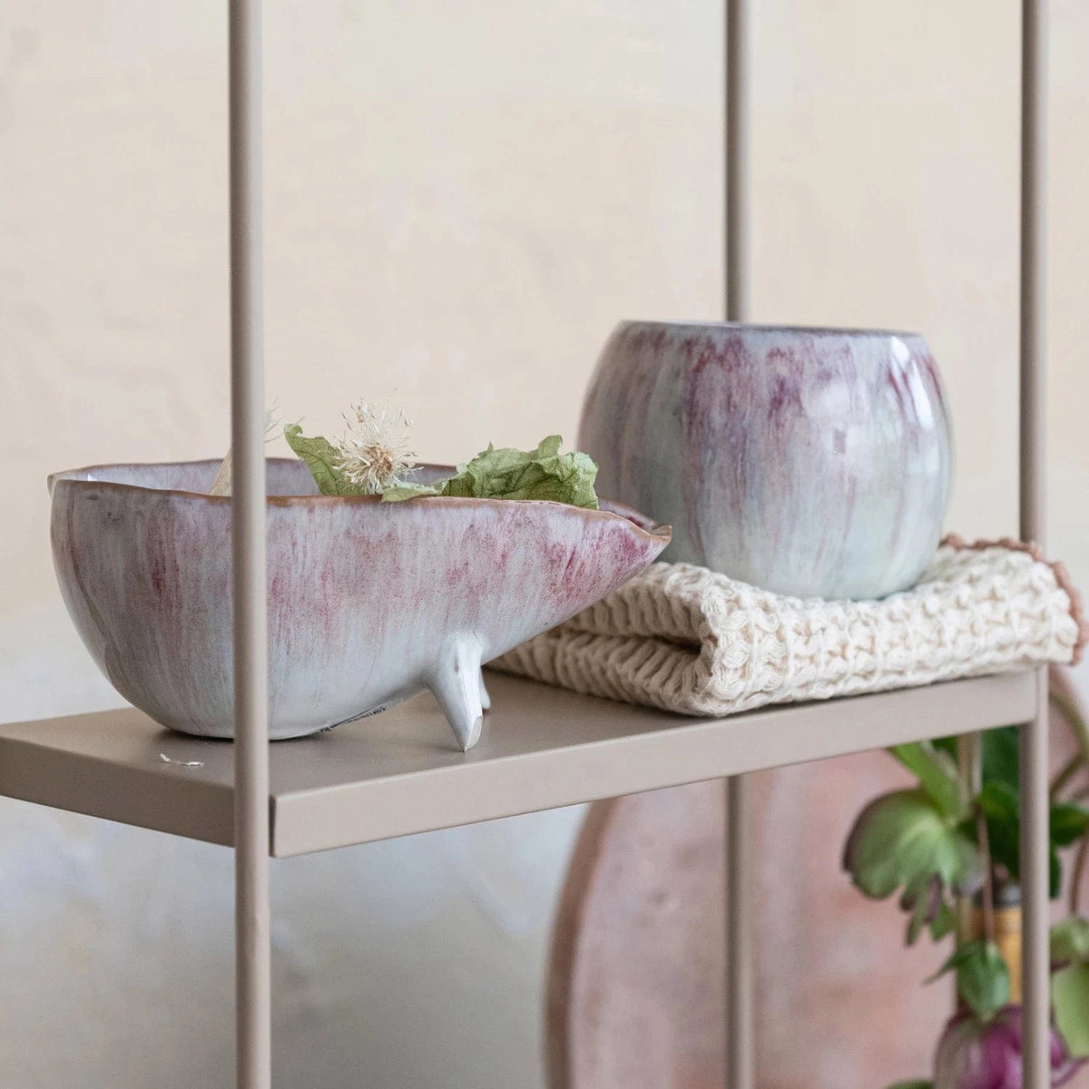 Bloomingville Stoneware Footed Bowl, Reactive Glaze (Each One Will Vary) - Little Miss Muffin Children & Home