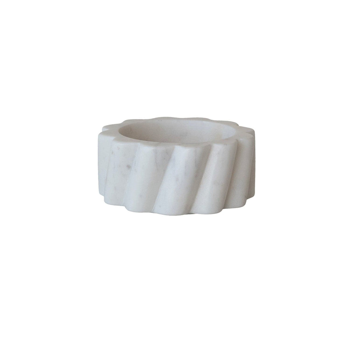 White Marble Twisted Carved Scalloped Bottle Holder
