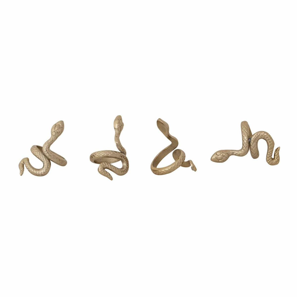 Bloomingville Gold Finish Cast Aluminum Snake Shaped Napkin Rings, Set of 4 Tied with Jute - Little Miss Muffin Children & Home