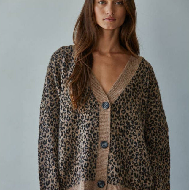 womens animal print button up cardigan