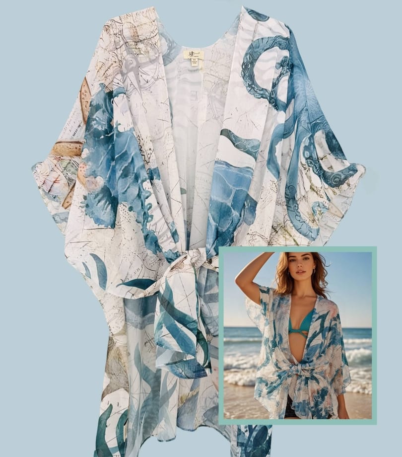 JC Sunny Fashion Sea Turtle, Seahorse & Octopus Ocean Spirit Kimono - Little Miss Muffin Children & Home
