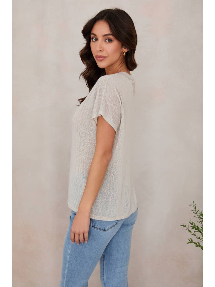 Milio Milano Lightweight Short Sleeve Boyfriend T-Shirt in Beige - Little Miss Muffin Children & Home