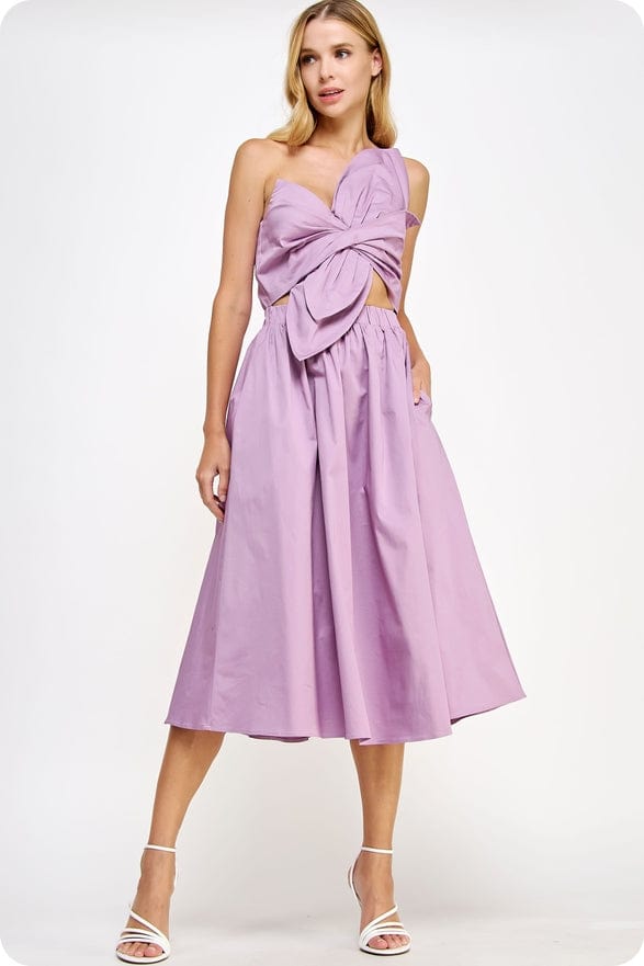 Strut & Bolt Strut & Bolt Knotted Flower Bow Midi Dress in Mauve Lilac - Little Miss Muffin Children & Home