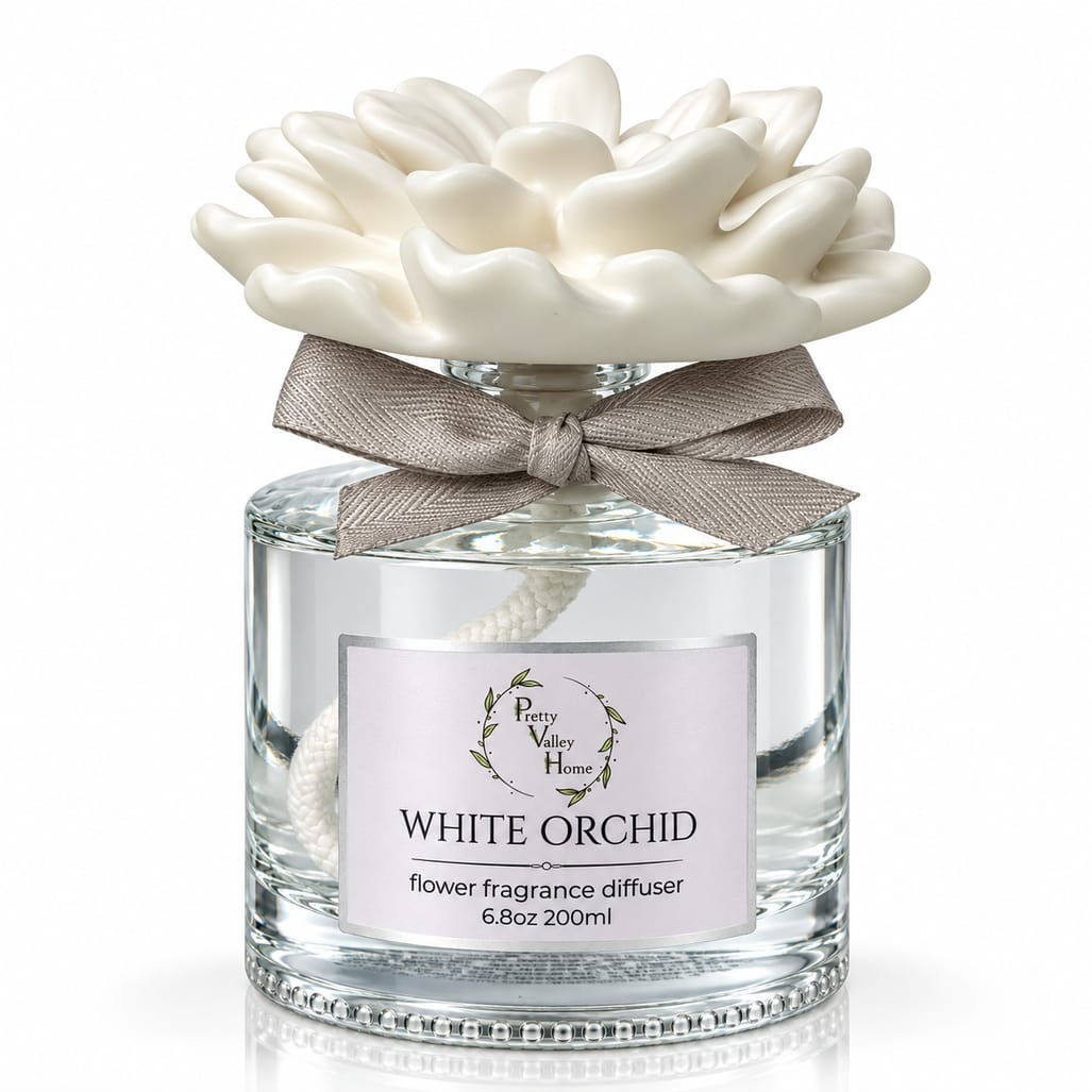 Pretty Valley Home White Orchid Ceramic Begonia Flower Diffuser - Little Miss Muffin Children & Home