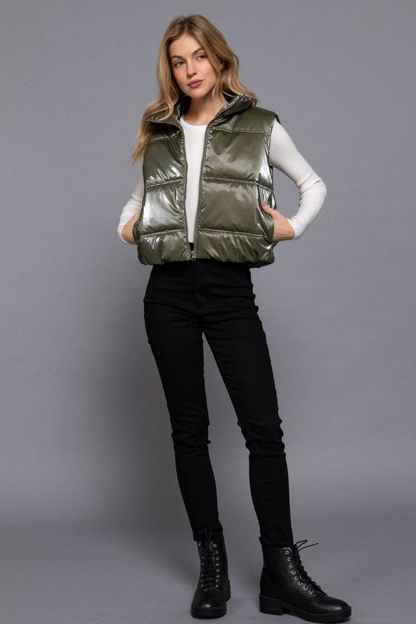 Active Basic Active Basic High Neck Zip-up Vest in Olive - Little Miss Muffin Children & Home