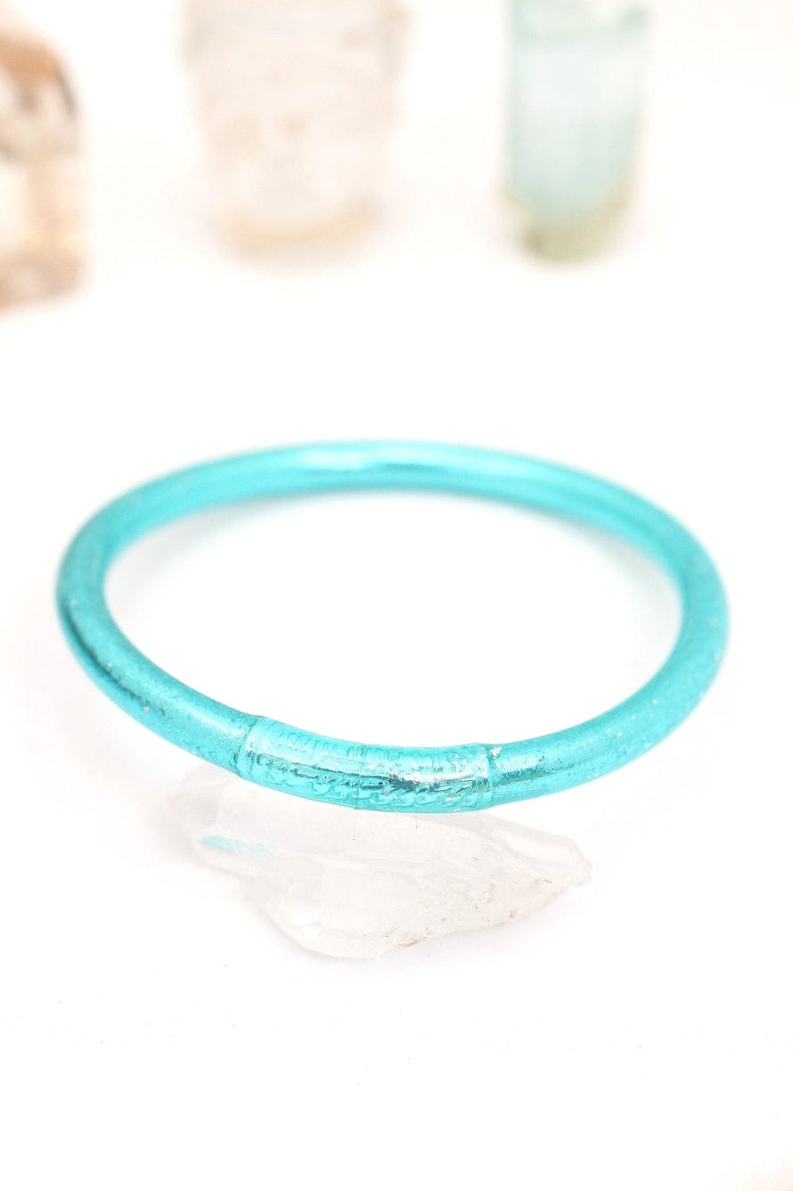 Woman Shops World Single Rainbow Thai Buddhist Temple Bracelet, Mantra Bangle, Aqua - Little Miss Muffin Children & Home