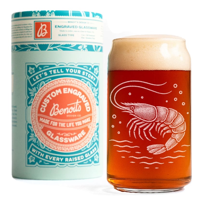 Benoit's Design Co Shrimp Drinking Glass, 16oz Beer Can - Little Miss Muffin Children & Home