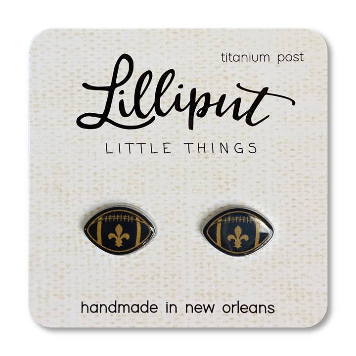 Lilliput Little Things Lilliput Little Things Black & Gold Fleur Football Earrings - Little Miss Muffin Children & Home