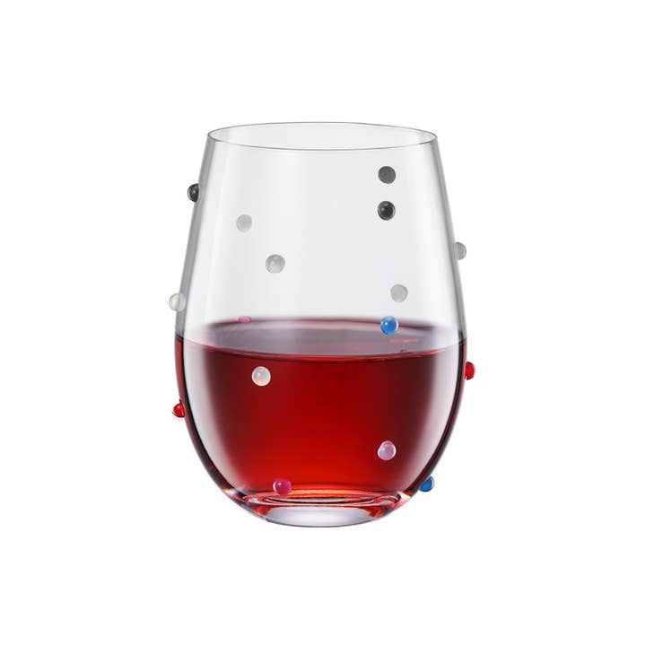 Colorful Confetti Stemless Wine Glass, Sold Individually