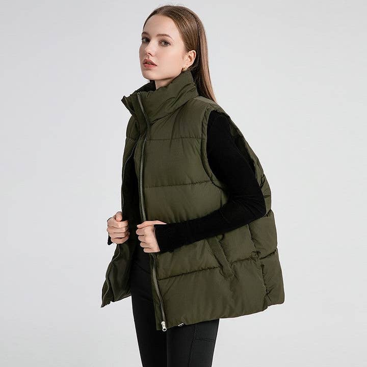 army green puffer vest
