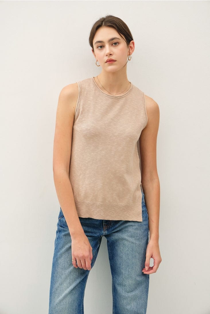 Be Cool Raw Seam Knit Tank with Side Slits - Little Miss Muffin Children & Home