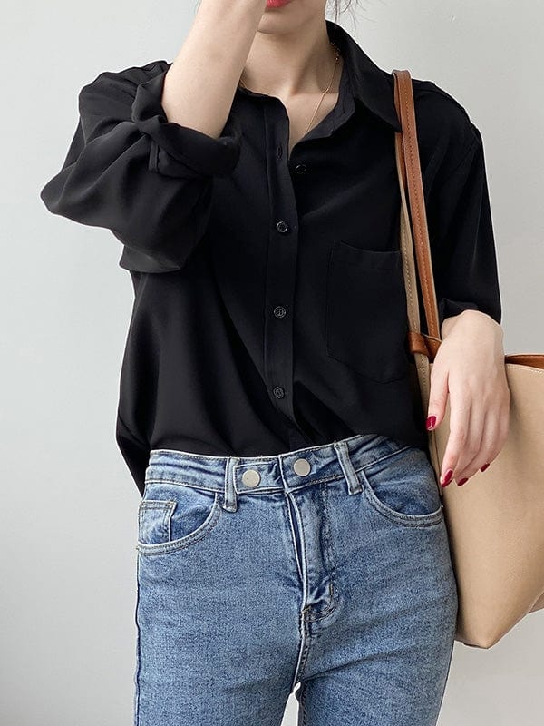 KooPros KooPros Long Sleeve Blouse in Black - Little Miss Muffin Children & Home