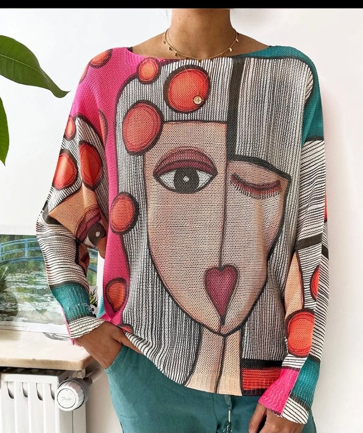 Loowie Loowie Pink Picasso Style Knit Sweater - Little Miss Muffin Children & Home