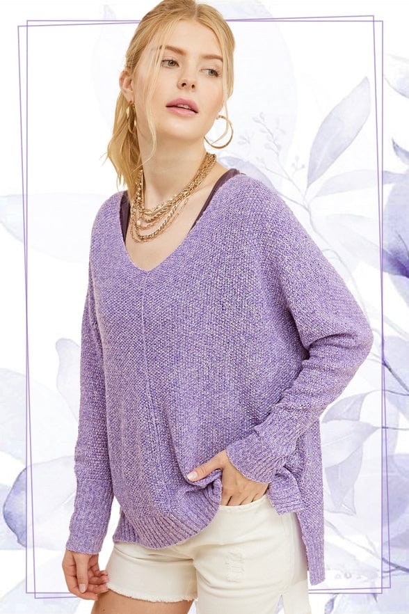 La Miel La Miel Lightweight Loose Fit V-Neck Sweater - Little Miss Muffin Children & Home