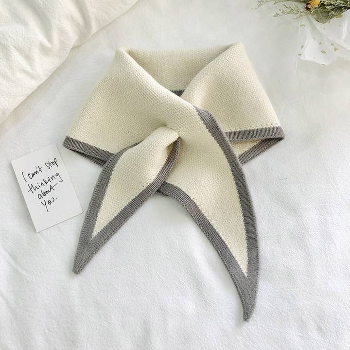 Accity Beige Knit Triangle Scarf Neck Wrap - Little Miss Muffin Children & Home