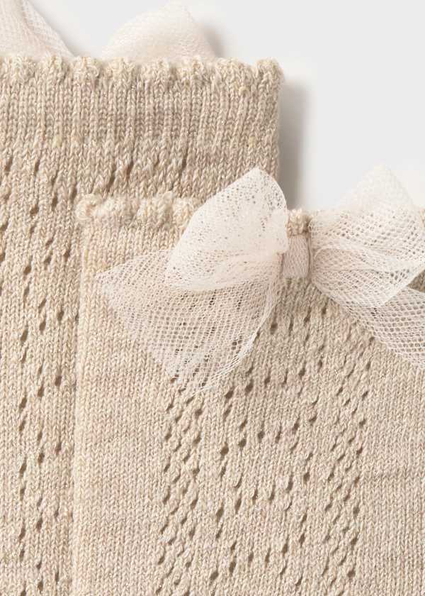Mayoral Usa Inc Open Weave Bow Socks in Hazelnut - Little Miss Muffin Children & Home