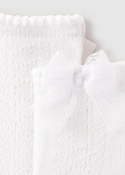 Mayoral Usa Inc Open Weave Bow Socks in White - Little Miss Muffin Children & Home