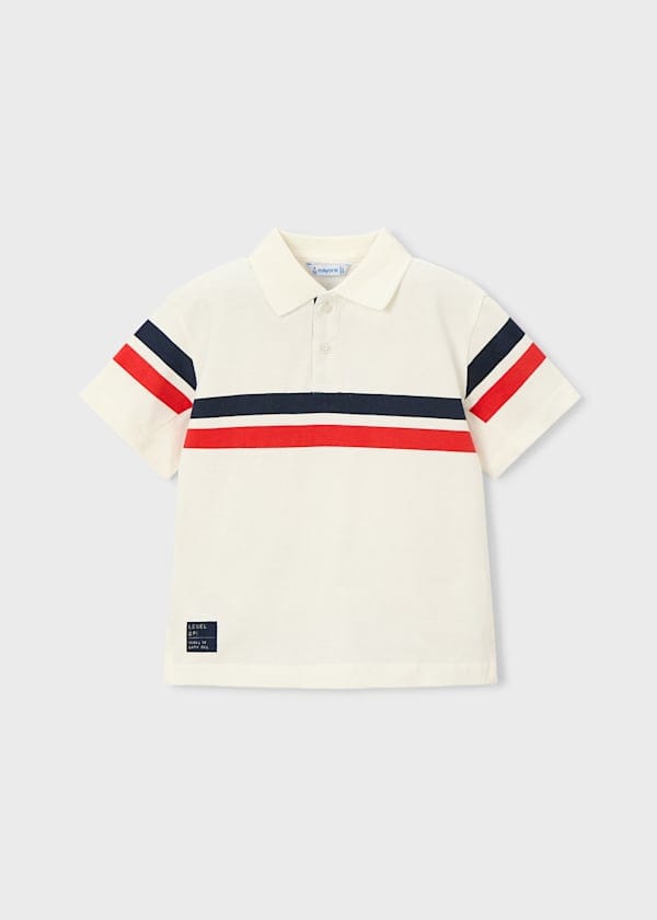 Mayoral Usa Inc Striped Short Sleeve Polo in Cream & Red - Little Miss Muffin Children & Home