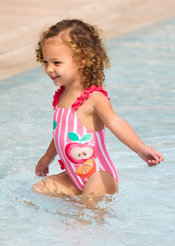 Ruffle Strap Printed Swimsuit in Hibiscus