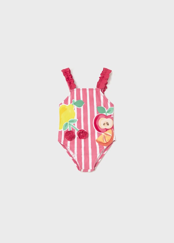 Ruffle Strap Printed Swimsuit in Hibiscus