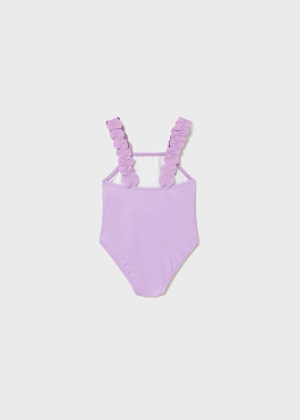 Ruffle Strap Printed Swimsuit in Lilac