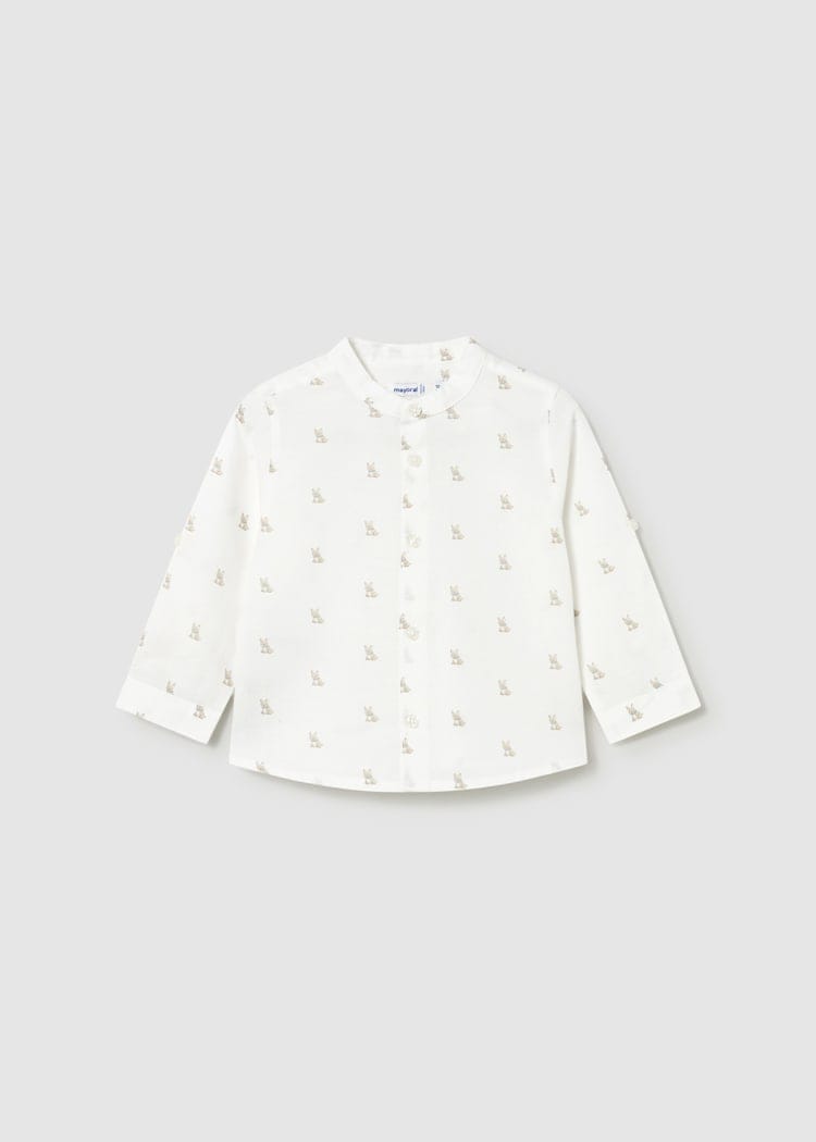 Mayoral Usa Inc Linen Mandarin Collar Button Down Shirt - Little Miss Muffin Children & Home