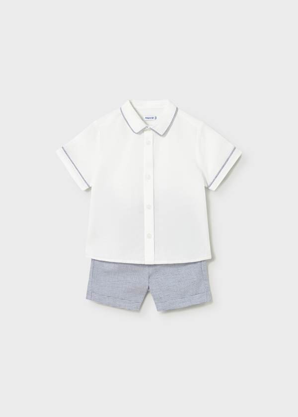 Mayoral Usa Inc Button Up Shirt & Linen Shorts Set in Capri - Little Miss Muffin Children & Home