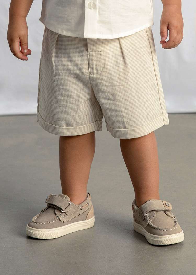 Mayoral Usa Inc Button Up Shirt & Linen Shorts Set in Oat - Little Miss Muffin Children & Home