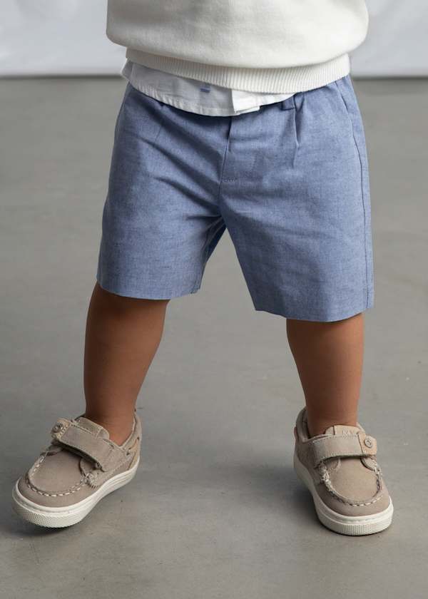 Linen Shorts in Capri Blue