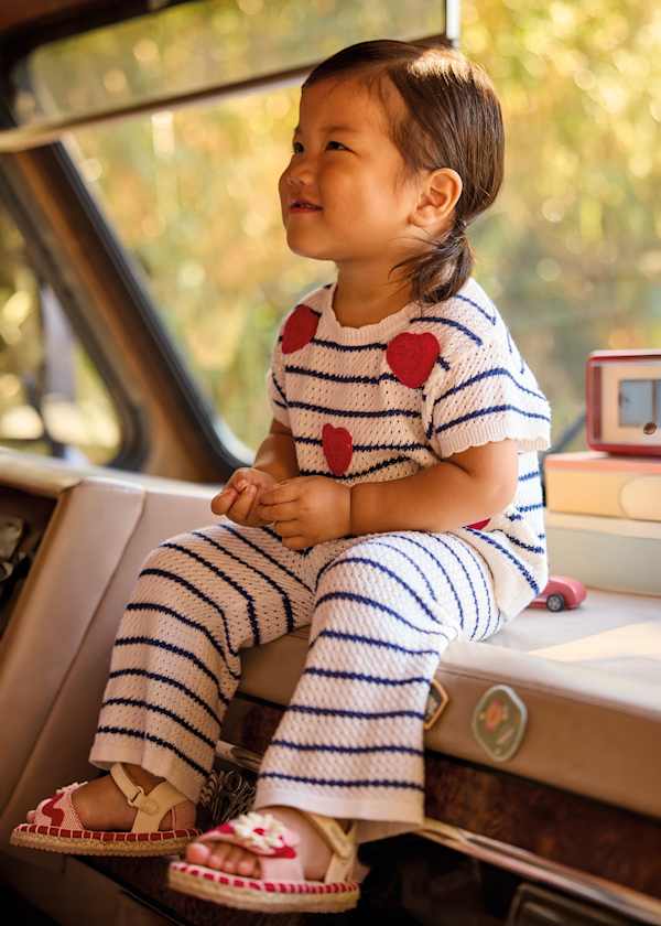 Stripe Knit 2-Piece Pant Set with Hearts